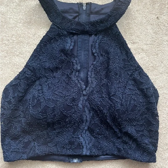 navy blue floral 2 piece long prom dress size 11 - Picture 2 of 6